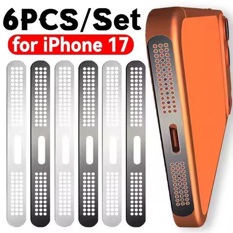 1-6pcs Speaker Metal Dustproof Net Sticker for IPhone 17 Pro Max 17Pro 17 Series Charge Hole Anti-du