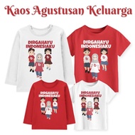 TERBARU! Kaos Couple Family Agustusan Anak Dan Dewasa Motif Balap Kelereng Warna Merah Putih