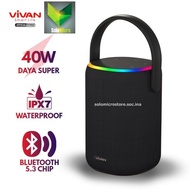 Speaker Bluetooth VIVAN VS50 Ultra Bass 40W Portable Waterproof IPX7