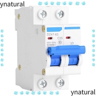 YNATURAL Circuit Breaker, 25A/40A/50A/63A DZ47-63 2P Circuit Breaker, Durable 2P 400V AC Air Circuit