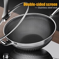 ★STOCK READY TO SHIP★SG Warranty★ New Non-stick Pan Double-sided Honeycomb 316 Stainless Steel Wok