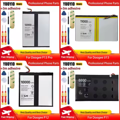YUOYIO 100% New Original For DOOGEE P11 P12 P13 Pro Tab G5 Tab G6 Pro U13 Battery High Capacity Free