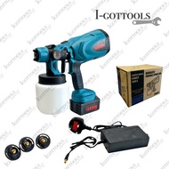 ESM Cordless Electric SPRAY GUN, High Power House Paint Sprayer, 800ml, 3 Nozzles, Flow Control, 21V