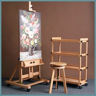 Wooden Art Easel Stand With Wheels - Adjustable Folding Display Easel for Drawing, Painting, Canvas 