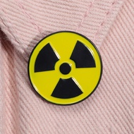 New Warning Signs Pay Attention To Radiational Enamel Brooch Round Yellow Brooch Lapel Badge Brooche