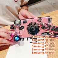 Case For Samsung Galaxy A8 2018 A5 2018 Samsung A7 2018 Samsung A8 Plus A2 Core A6s Retro Camera lanyard Casing Grip Stand Holder Silicone Phone Case Cover With Camera Doll