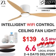 Dimmable Ceiling Fan With Light DC Motor Ceiling Fan With 3 Color Light Ceiling Light