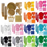 NICE PARTY Single-color party set, disposable plastic plates and cups, birthday party decorations20H
