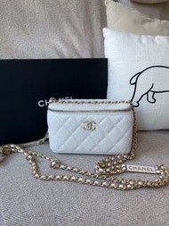 Chanel Clutch with Chain 23B Vanity WOC White Caviar 白色魚子醬荔枝牛皮長盒子