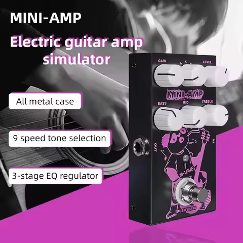 M-VAVE MINI-AMP Pre-amp Simulation Effect Pedal 9 Classic Amp Effects 3 Band EQ True Bypass Pedal Gu