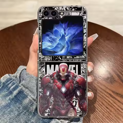 Marvel Spider Man Iron Man Back Phone Cover Funda Case for Samsung Galaxy Flip4 Flip5 Flip7 FE Flip6