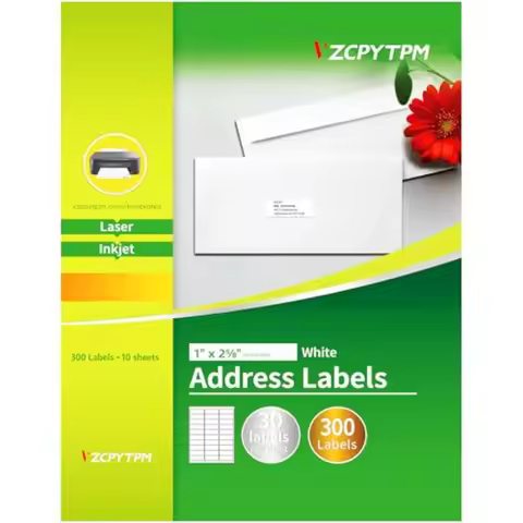Printable Address Labels 1 x 2-5/8 Sticker for Printer 300 Blank Label Personalized Mailing Return A