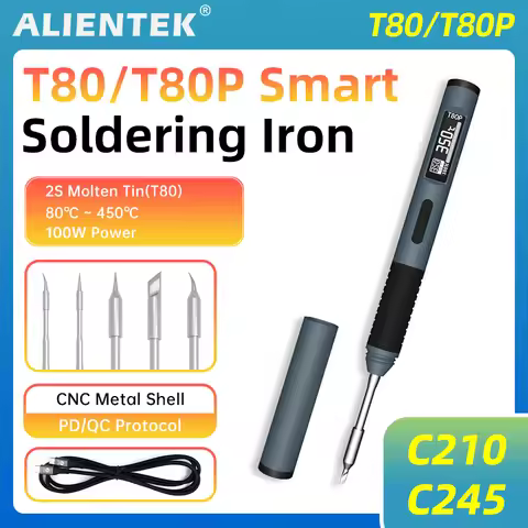 ALIENTEK T80/T80P Adjustable Temperature Soldering Iron DC 20V Welding Station PD 100W Digital Porta