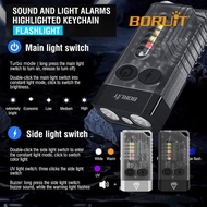 FL008 BORUiT V10 1000LM EDC Keychain Flashlight UV LED Type-C Rechargeable Work Light Torch Buzzer P