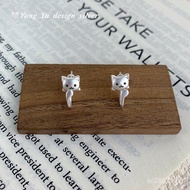 Earrings Pure Silver Kitten High-end Korean Dropshipping Epoxy Fresh Style Back-hanging Earrings Kor