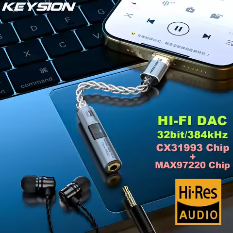 KEYSION Digital Audio Amplifier CX31993 MAX97220 Dual Chip USB C Type-C to 3.5mm DAC HiFi Audio Adap