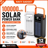 PD 40W Solar Powerbank 100000mAh Original solar powerbank with 4 Cable Power Bank Besar Tahan Lama P