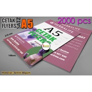 Cetak 2000 Helai A5 Flyers 80gsm Simili