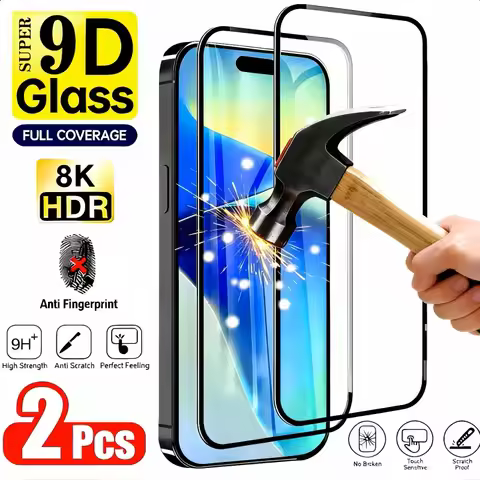1-2pcs Clear Glass Film For iPhone 17 16 15 Pro Max Screen Protector For iPhone 11 12 13 14 15 Pro T