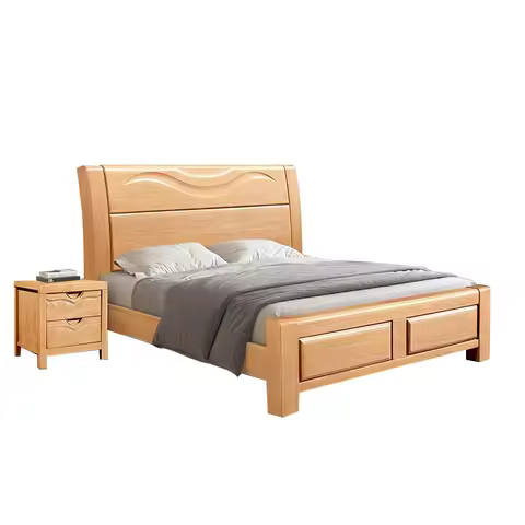 Beech Solid Wood Bed, 1.8-meter Double Bed, 1.5-meter Single Bed, 1.2-meter Small-sized Children's B