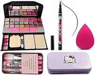 Women's & Girl's Multicolour Makeup Kit and 7 Pink Makeup Brushes Set, 36H Waterproof Eyeliner Penci
