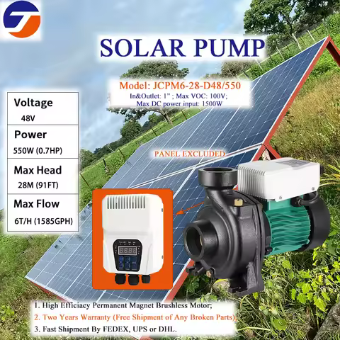 Solar Surface Pump 24V 48V 72V 110V MPPT Controller DC 0.3HP 0.7HP 1HP 1.5HP Self Prime Water Brushl