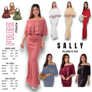 SALLY  Off Shoulder Ladies Gown Wedding Bridal Ninang Sponsor Debut Women’s Maxi Long Dress Formal (by PLINKY)
