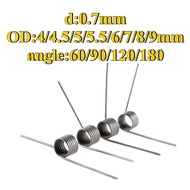 sus304 d:0.7mm OD:4/4.5/5/5.5/6/7/8/9mm V-shaped spiral torsion spring angle:60/90/120/180 degrees(F