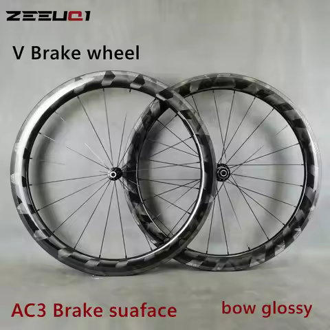 700C Carbon Wheels Road Bike V Brake Wheelset, 38/45/50/60mm Depth, 25/28mm Width, Bow Glossy Finish