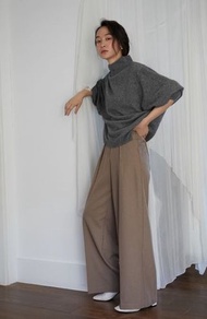 Oui Jasmine藕色羊毛大寬褲