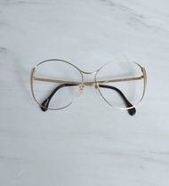 1960's Zeiss YvesChantal 西德製 亮金色大圓弧金屬古董眼鏡框