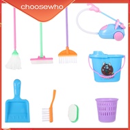 【Choo】9 Pcs/set Mini Pretend Mop Broom Toys Trash Can Cleaning Sweeping Furniture Tools Kit Educational Kid Toy Accessories
