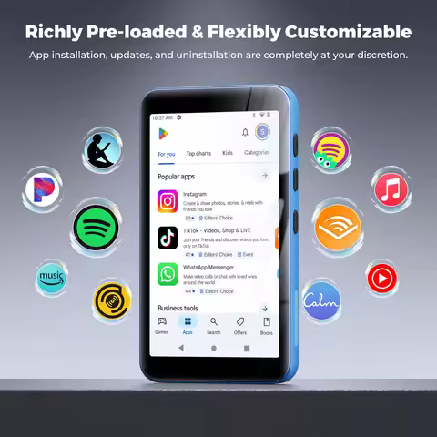 Portable MP3/MP4 Music Player with Bluetooth & WiFi, Support Spotify Premium Dac, Play Store, HiFi A