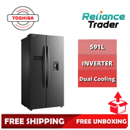 【FREE SHIPPING】Toshiba GR-RS682WE-PMY(06) 591L Side-by-Side Door Inverter Refrigerator / Freezer / F
