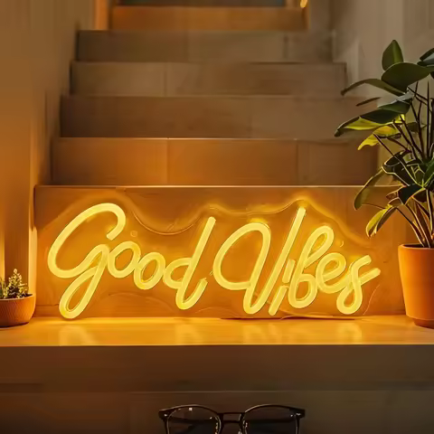 Chi-buy LED Neon Good Vibe USB Powered Neon Signs Decor Lamp Signs Birthday Gift Wall Art For Bedroo