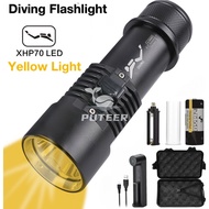🔥Local Delivery🚚 Diving Flashlight lampu suluh menyalam cayaha kuning putih Yellow Light XHP70 5000l