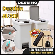 DESSINO Pedal Tong Sampah Plastik Jenis Tekan Tong Sampah Dapur / Tong Sampah Bertutup Dapur