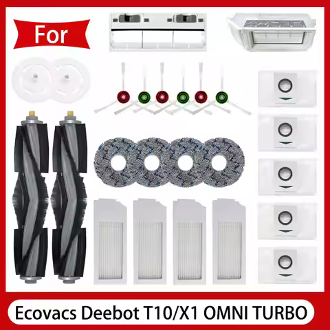 Ecovacs Deebot X1/ T10 OMNI / TURBO Robot Vacuum Cleaner Parts Mop Dust Bag Hepa Filter Main Side Br