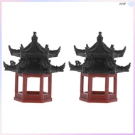 Decorative Mini Pavilion Bonsai Figurines Fish Decorations Gazebo Ornaments Garden Sculptures junsha
