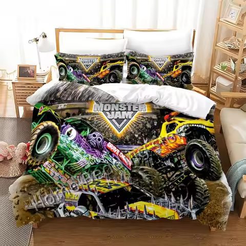Monster Jam Bedding Set Single Twin Full Queen King Size Monster Jam F1 Bed Set Aldult Kid Bedroom D