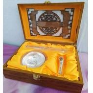 9999a银碗，筷子，勺子三件式套装带木箱✨9999a silver bowl, chopsticks, spoon three-piece set with wooden box