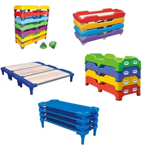2026 Daycare Children Furniture Plastic Stackle Kids Beds Plenty Kindergarten Beds