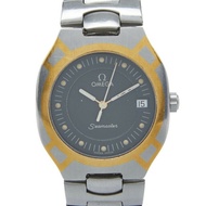歐米茄海馬系列北極星石英腕錶，灰色錶盤，不鏽鋼錶殼，黃金錶帶，男士腕錶，OMEGA