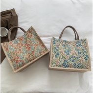 Korean floral tote bag casual lady shoulder eco bags women recycle handbag jutebag murah beg-yuss