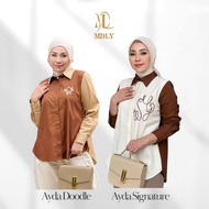 KEMEJA MDLY Ayda Doodle Shirt & Ayda Shirt Women's Top Work Shirt Premium linen Material Casual