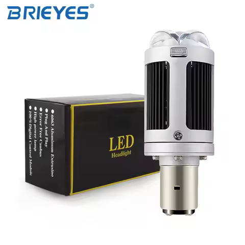 1pc Triple Projector Lens Motorcycle LED Headlight Bulbs H4 HS1 BA20D S2 High Low Beam 48Watts 5000L