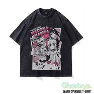 Ghostxyz T-Shirt Madoka Magica Wash Oversize Vintage Tee Baju Kaos