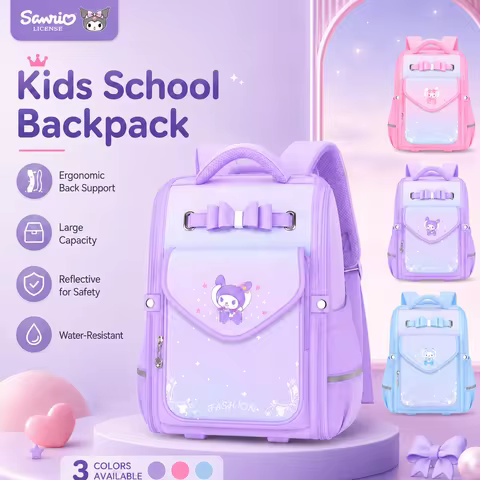 Sanrio Girls Lightweight Spine Protection School Backpack Primary School Students Grade 1-6 Ergonomi