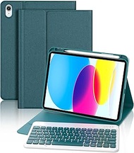 Fintkey iPad 10th Generation Case with Keyboard 10.9 inch - 2022, iPad 10th Generation Keyboard, Stand Folio Keyboard Cover with Pencil Holder, Rechargeable Keyboard for New iPad 10th Gen(Teal)