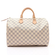 米白/藍色 棋盤格帆布 Speedy 35 手提包【LOUIS VUITTON LV 路易威登】 N41535